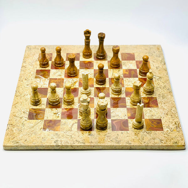 Nicci Marble & Red Onyx Chess Set