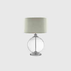 Alba - Round Table Lamp - Glass & Ivory Silk Shade