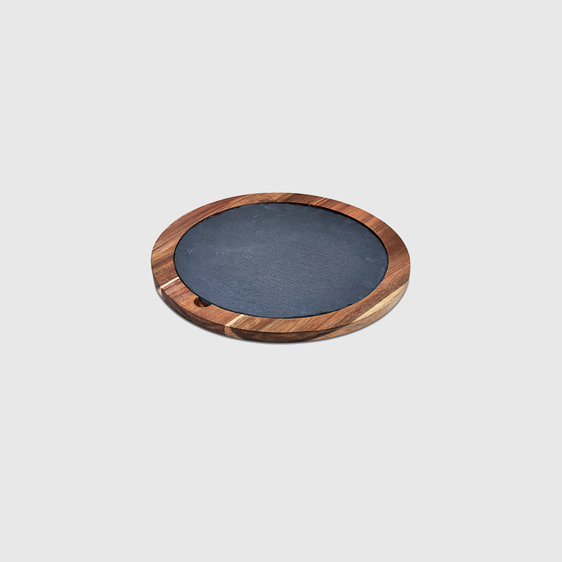 Gabriella - Slate & Acacia Wood Round Tray