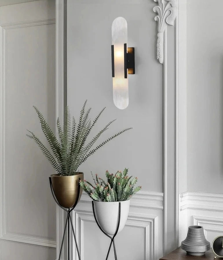 Emily Wall Light - Alabaster & Black