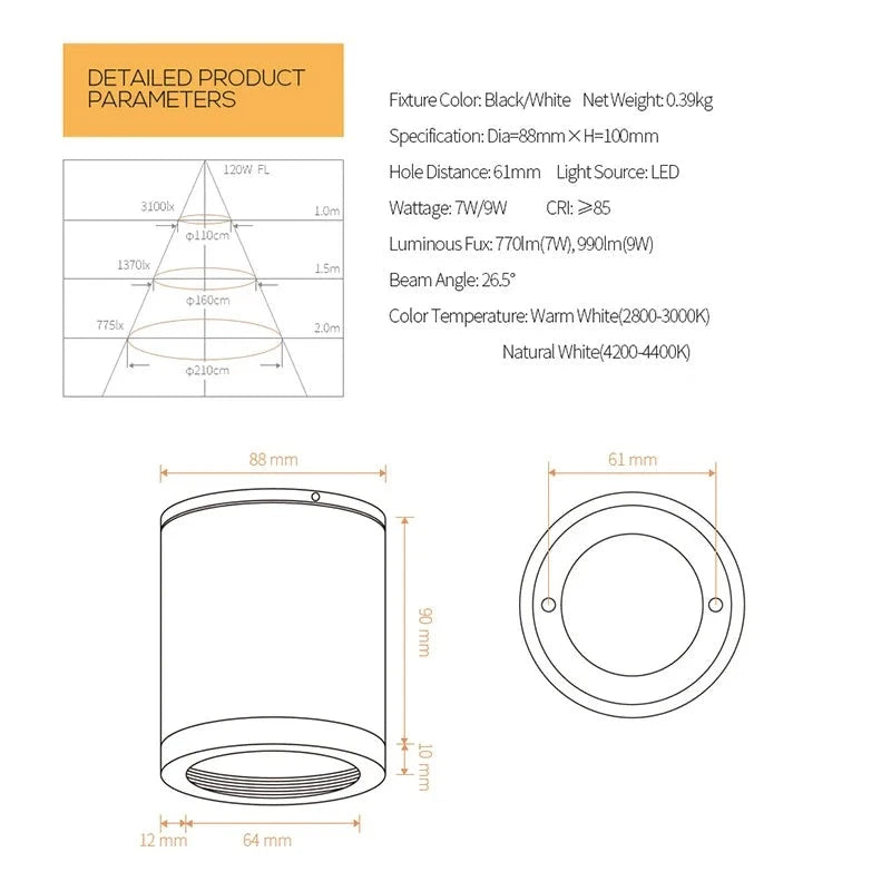 Purity Surface LED Downlight - Black