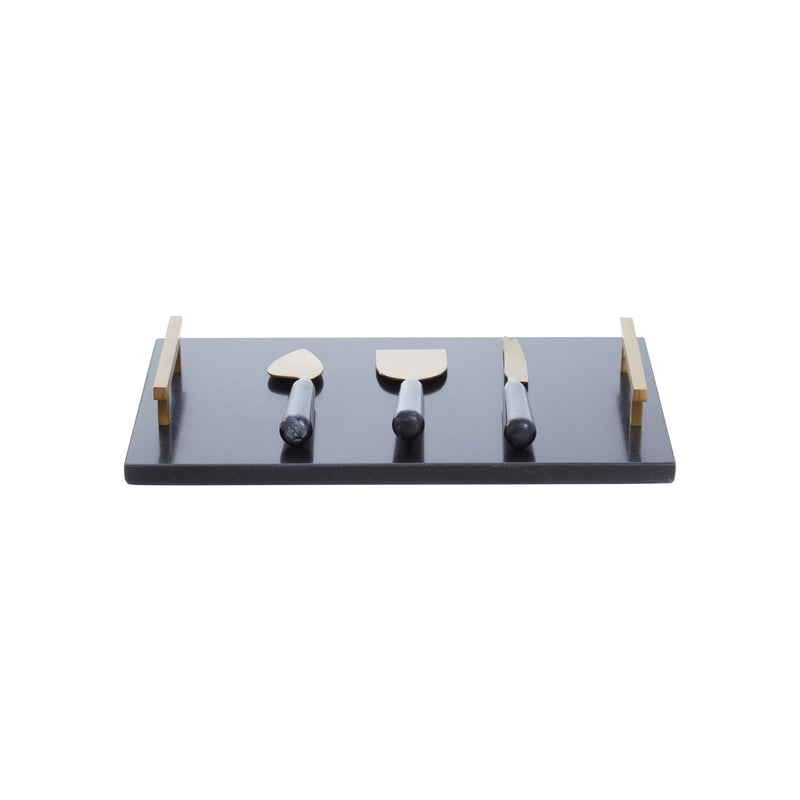 Helena - Cheese Knife Set - Black Marble & Gold