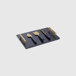 Helena - Cheese Knife Set - Black Marble & Gold