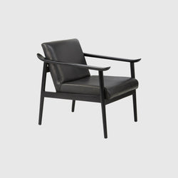 Laurent - Armchair - Teak Wood & Black Leather