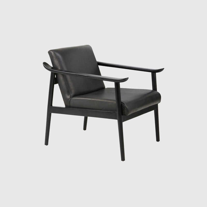 Laurent - Armchair - Teak Wood & Black Leather