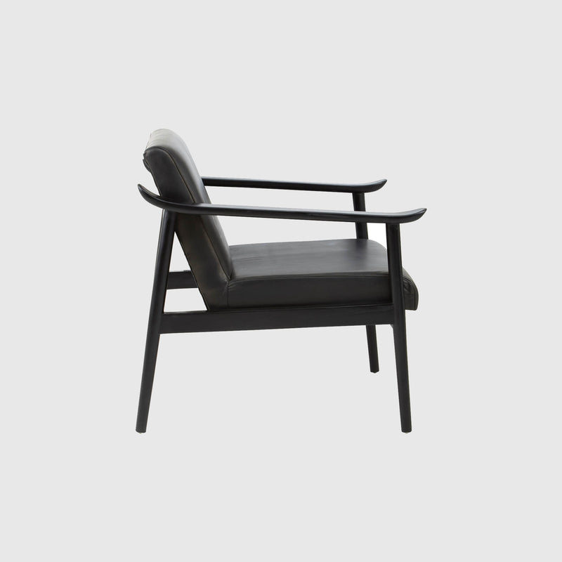 Laurent - Armchair - Teak Wood & Black Leather
