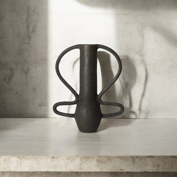 Eli - Black Textured Vase - Large