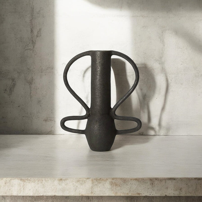 Eli - Black Textured Vase - Large