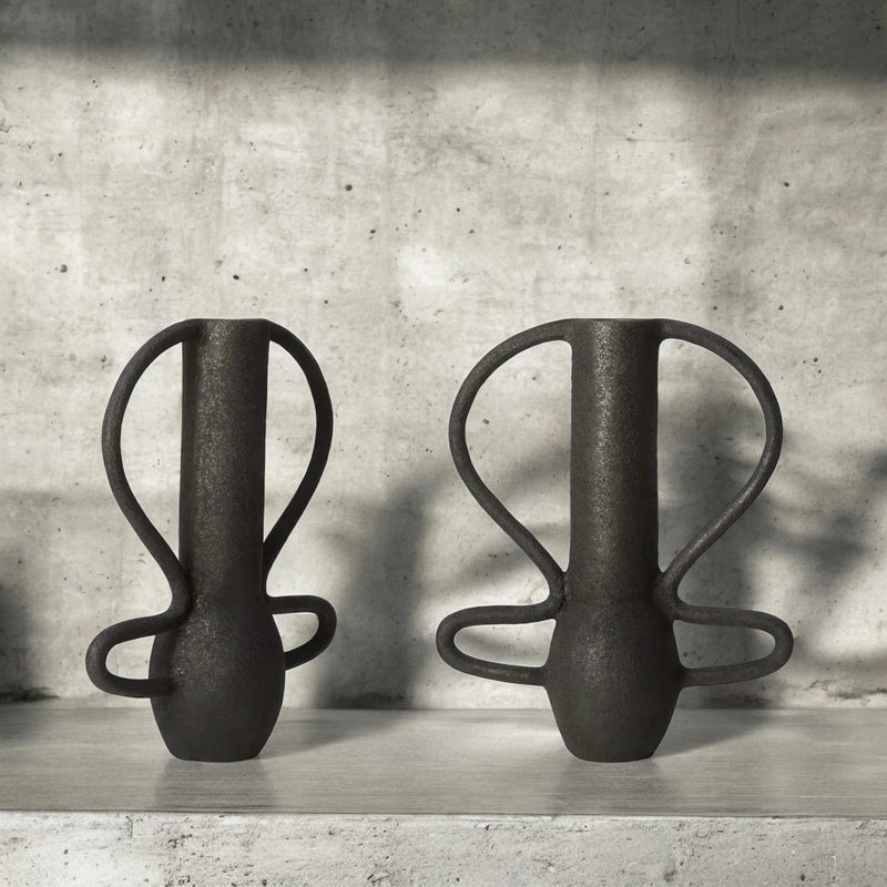 Eli - Black Textured Vase - Large