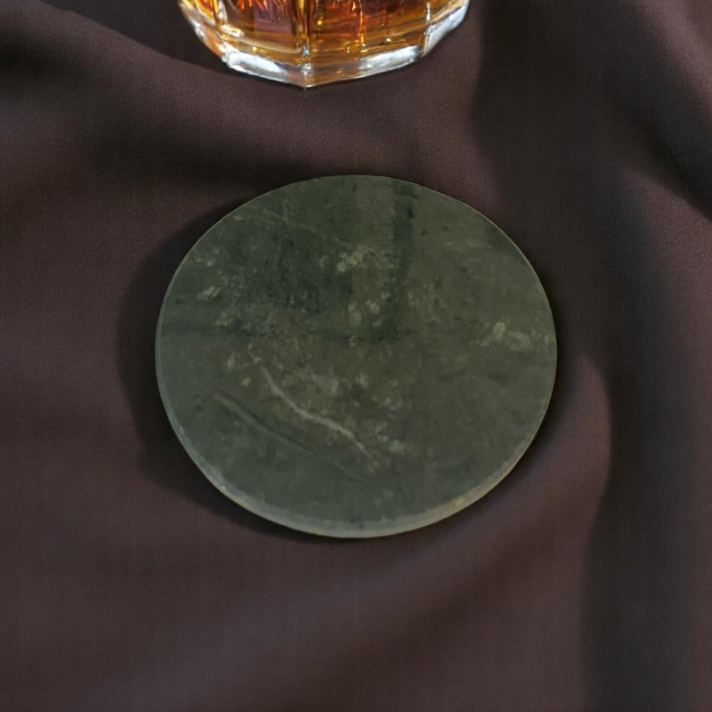 Penelope - Round Green Marble Coasters - Set of 6