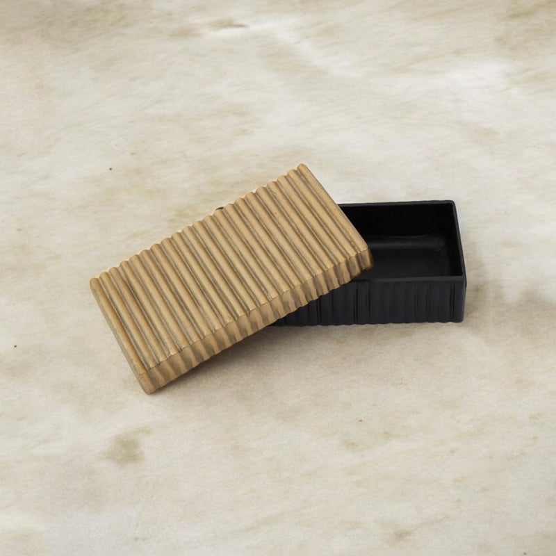 Gus - Fluted Jewellery Box - Black & Gold