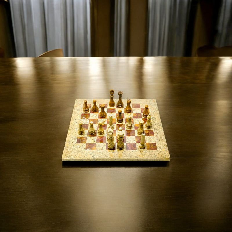 Nicci - Marble & Red Onyx Chess Set
