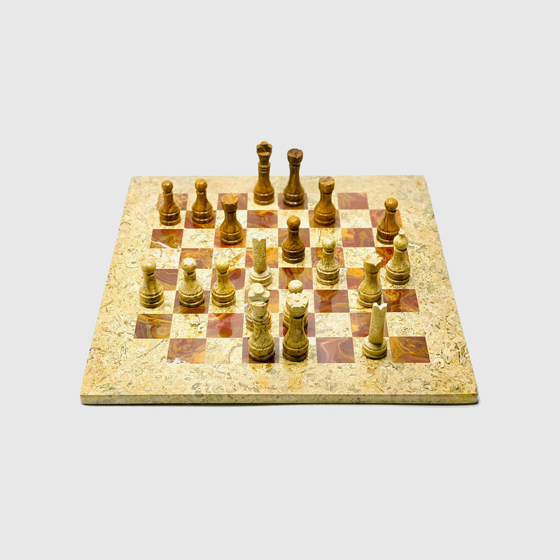 Nicci - Marble & Red Onyx Chess Set