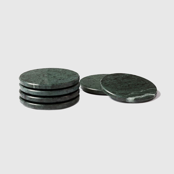 Penelope - Round Green Marble Coasters - Set of 6