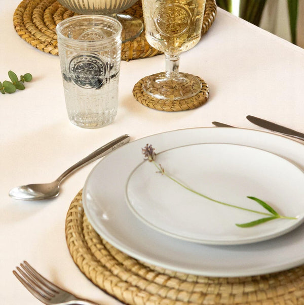 Estelle - Woven Palm Leaf Placemats & Coasters - Set of 12