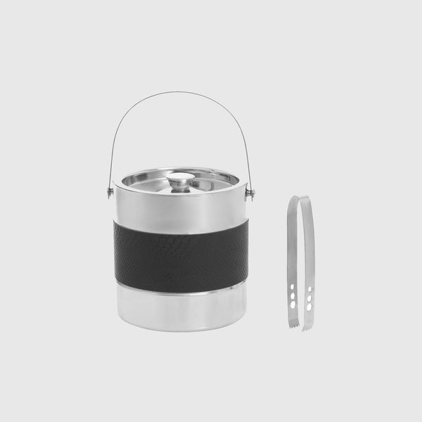 Margot - Ice Bucket with Tongs - Silver & Black