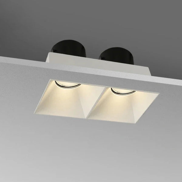 Minima Square Trimless Recessed Double LED Downlight - Black