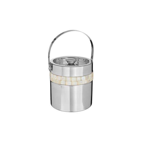 Natalia - Ice Bucket with Tongs - Silver & Mother of Pearl