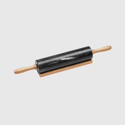 Nero - Rolling Pin with rest - Black Marble & Wood