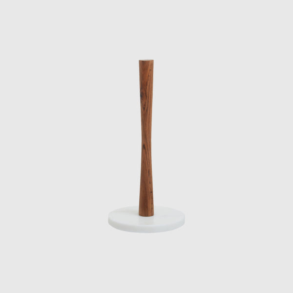 Noah Kitchen Roll Holder - White Marble & Acacia Wood
