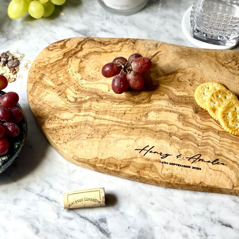 Personalised Engraved Olive Wood Platter Board - No.1 | 45x20x2 cm