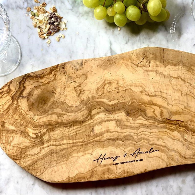 Personalised Engraved Olive Wood Platter Board - No.1 | 45x20x2 cm