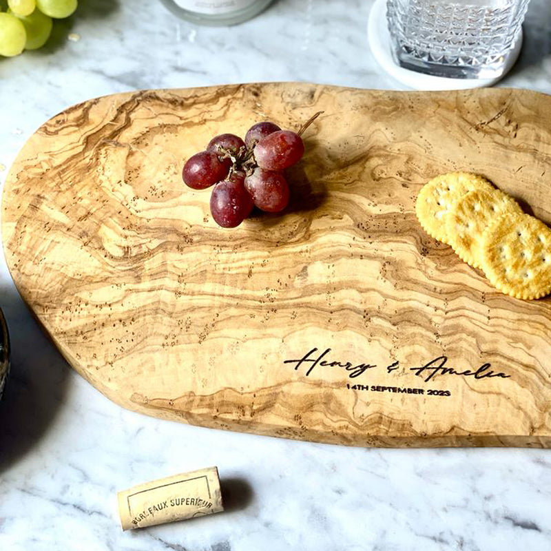 Personalised Engraved Olive Wood Platter Board - No.1 | 45x20x2 cm