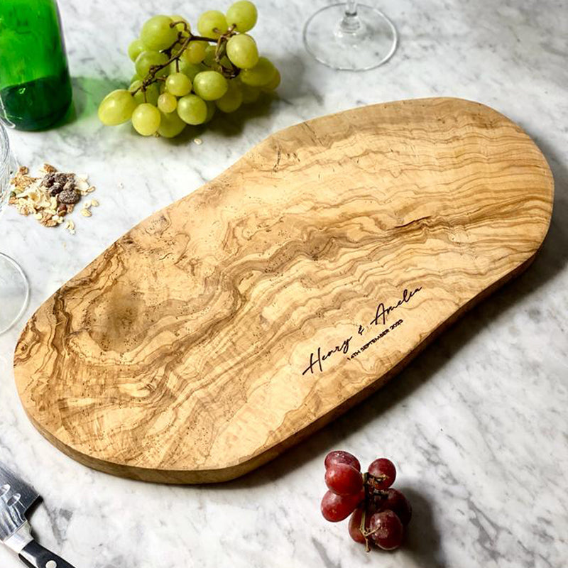 Personalised Engraved Olive Wood Platter Board - No.1 | 45x20x2 cm
