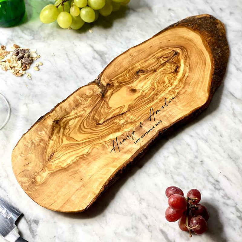 Personalised Engraved Olive Wood Platter Board - No.2 | 40x15x2 cm