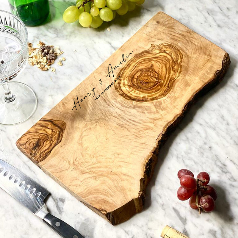 Personalised Engraved Olive Wood Platter Board - No.6 | 35x20x2 cm