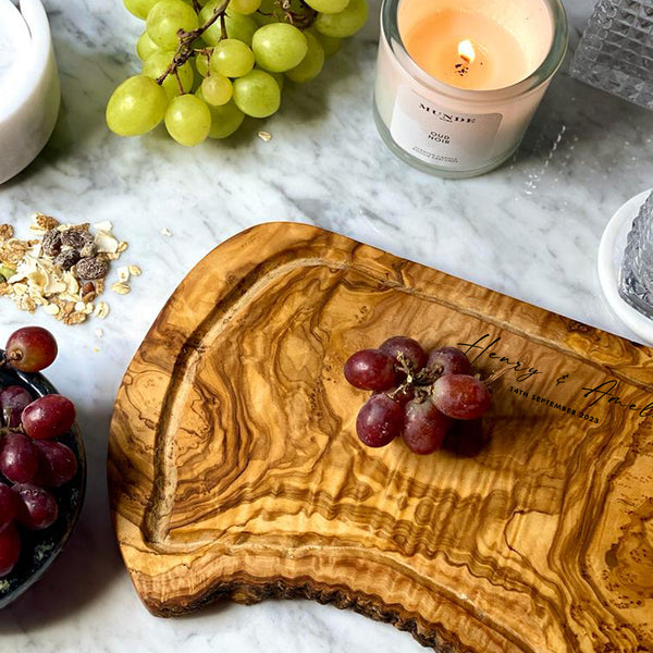 Personalised Engraved Olive Wood Platter Board - No.7 | 45x20x2 cm