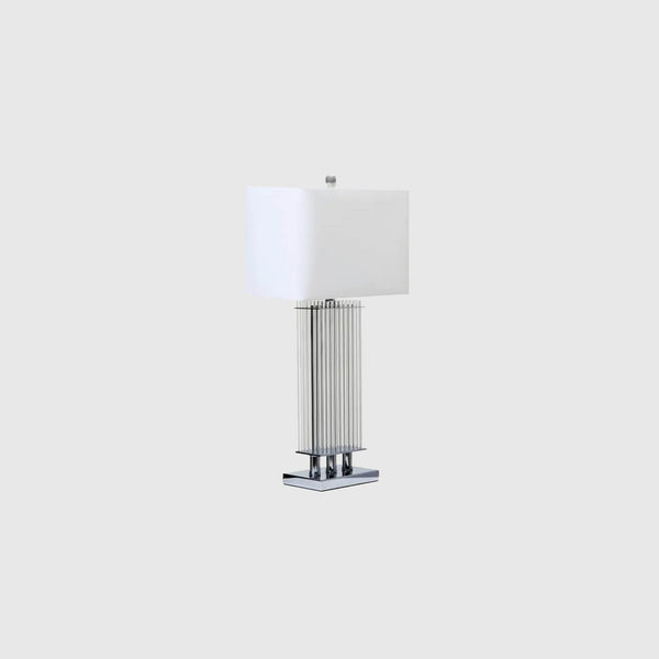 Petra - Table Lamp - Silver & Ivory Fabric Shade