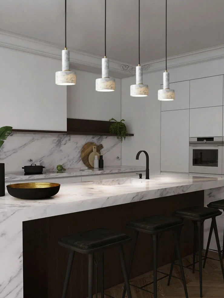 Nicola - Pendant - White Marble & Gold