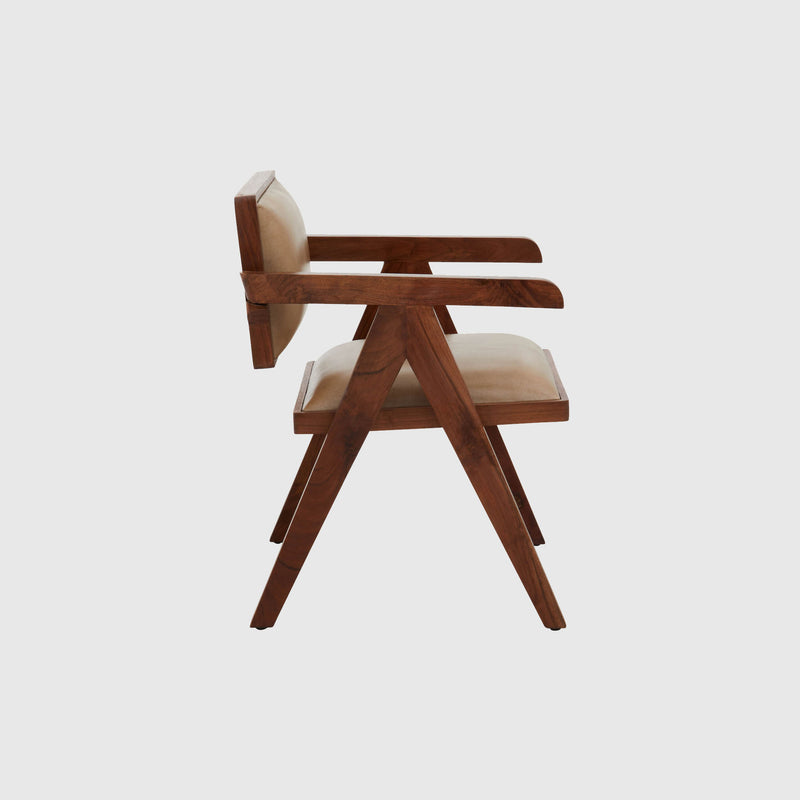 Silvan - Armchair - Black Teak Wood & Light Brown Leather