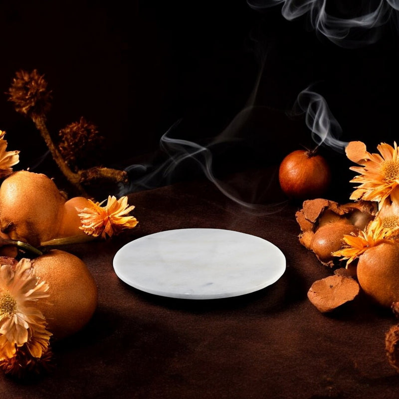 Bianca - White Marble Round Tray - Large