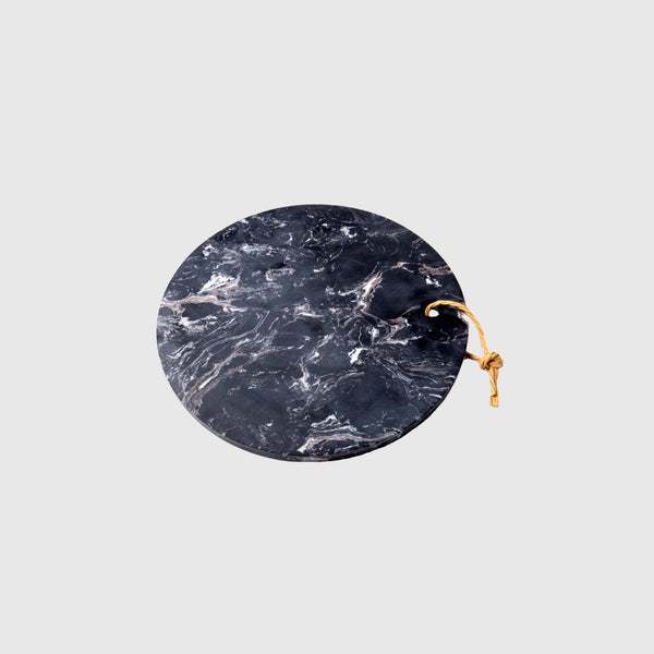 Tempor - Black Marble Round Tray - Munde Home