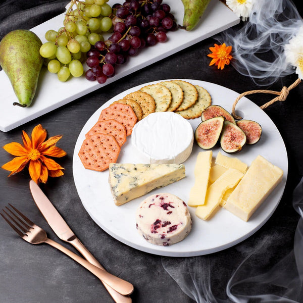 Tempor - White Marble Round Tray - Munde Home
