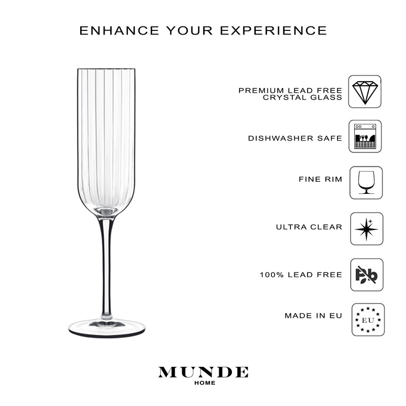 Gianni - Crystal Champagne Flute Set of 4 - Munde Home