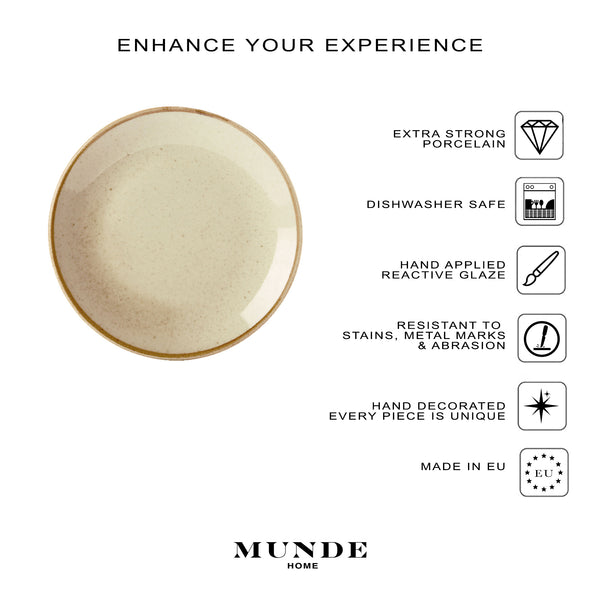 Linen Porcelain Dinner Plates - Set of 6 - Munde Home