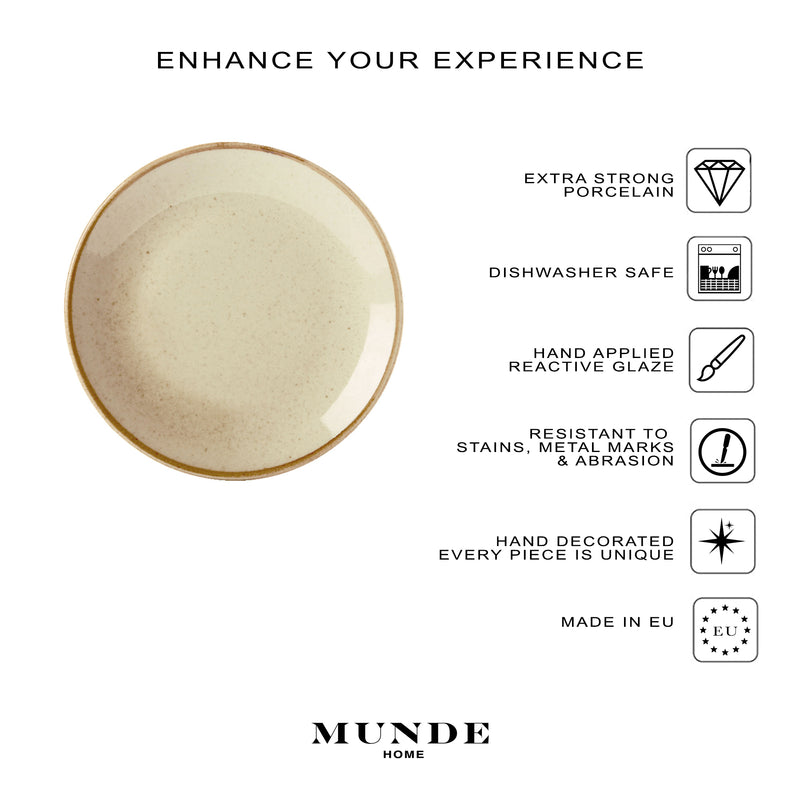 Linen Porcelain Tableware - Set of 18 - Munde Home