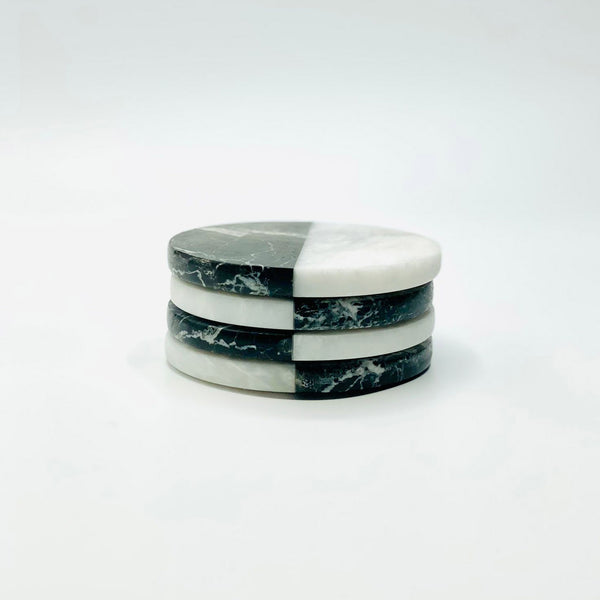 Eclisse Black & White Marble Coasters - Set of 4