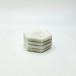 Bianca White Marble Hexagon Coasters - Set of 4