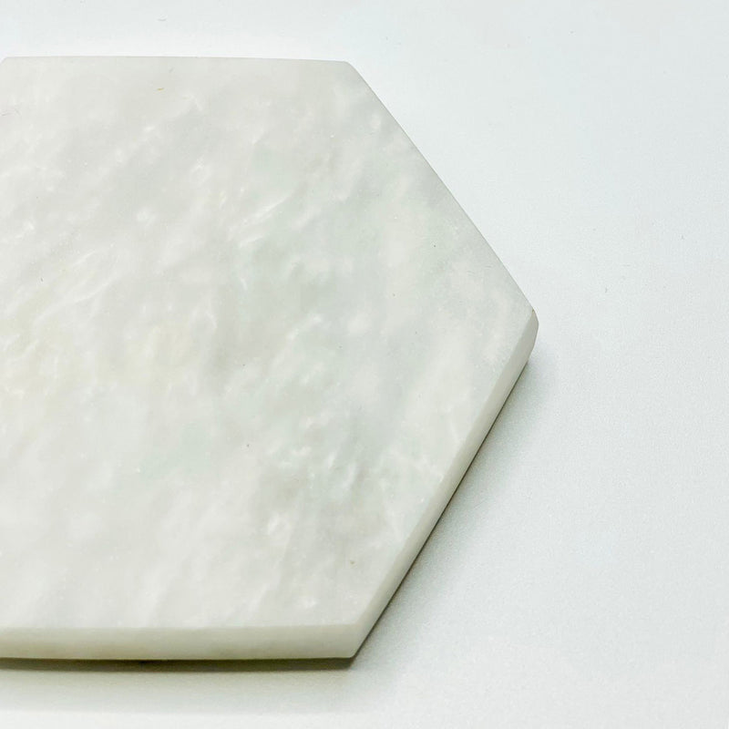 Bianca White Marble Hexagon Coasters - Set of 4