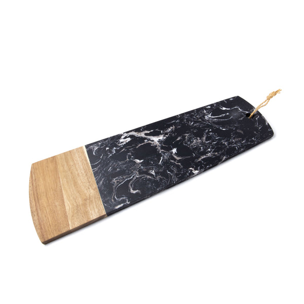 Savino - Black Marble & Acacia Wood Tray - Munde Home