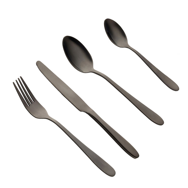 Tara Onyx Black Cutlery - Set of 24 - Munde Home