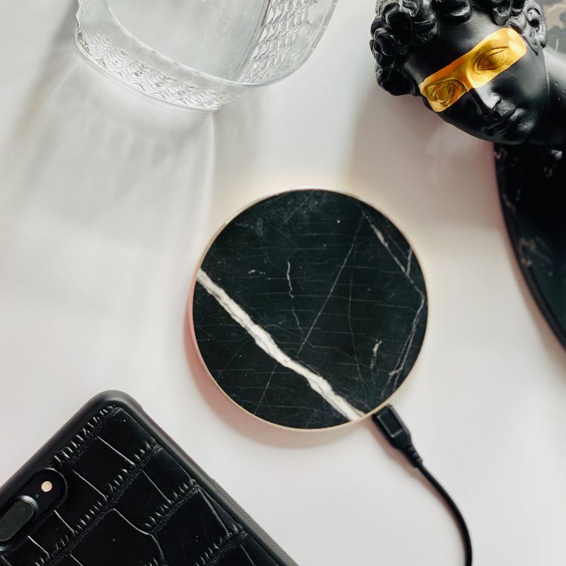 Teo - Black Marble QI Wireless Charger - Munde Home