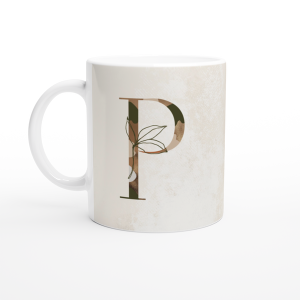 Floral Letter P - Monogram Mug