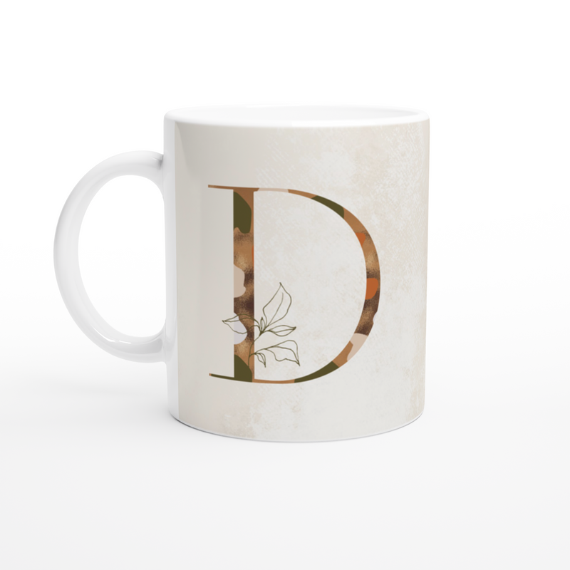 Floral Letter D - Monogram Mug - Munde Home