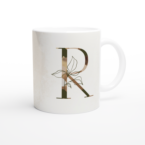 Floral Letter R - Monogram Mug