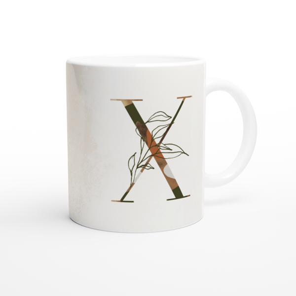 Floral Letter X - Monogram Mug